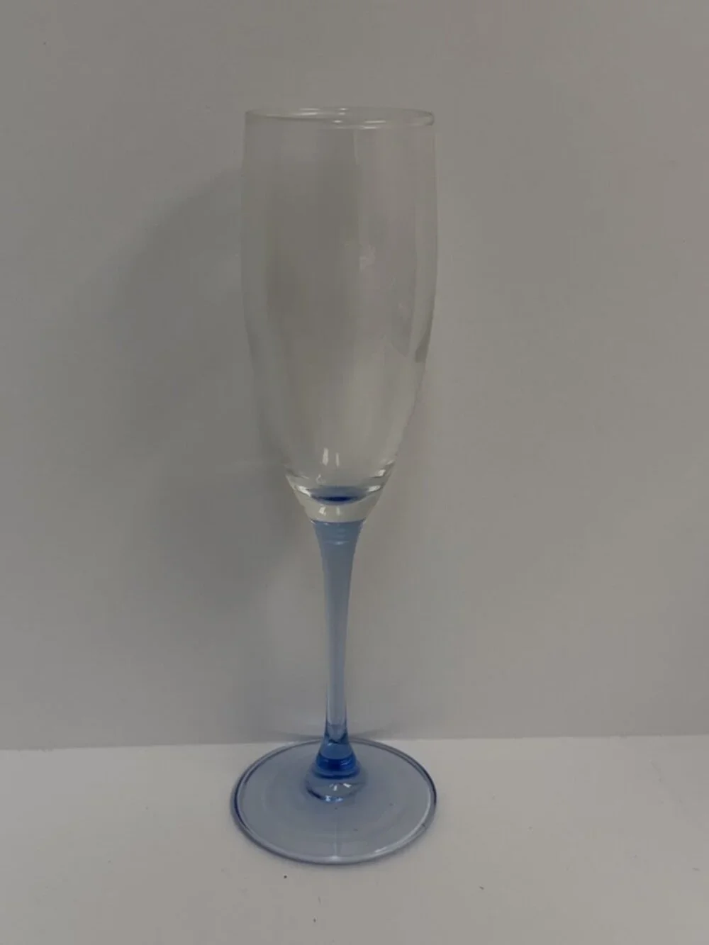 CHAMPAGNE FLUTES -- Light Blue Stems & Blue Footed Bases, Set of 4, Vintage